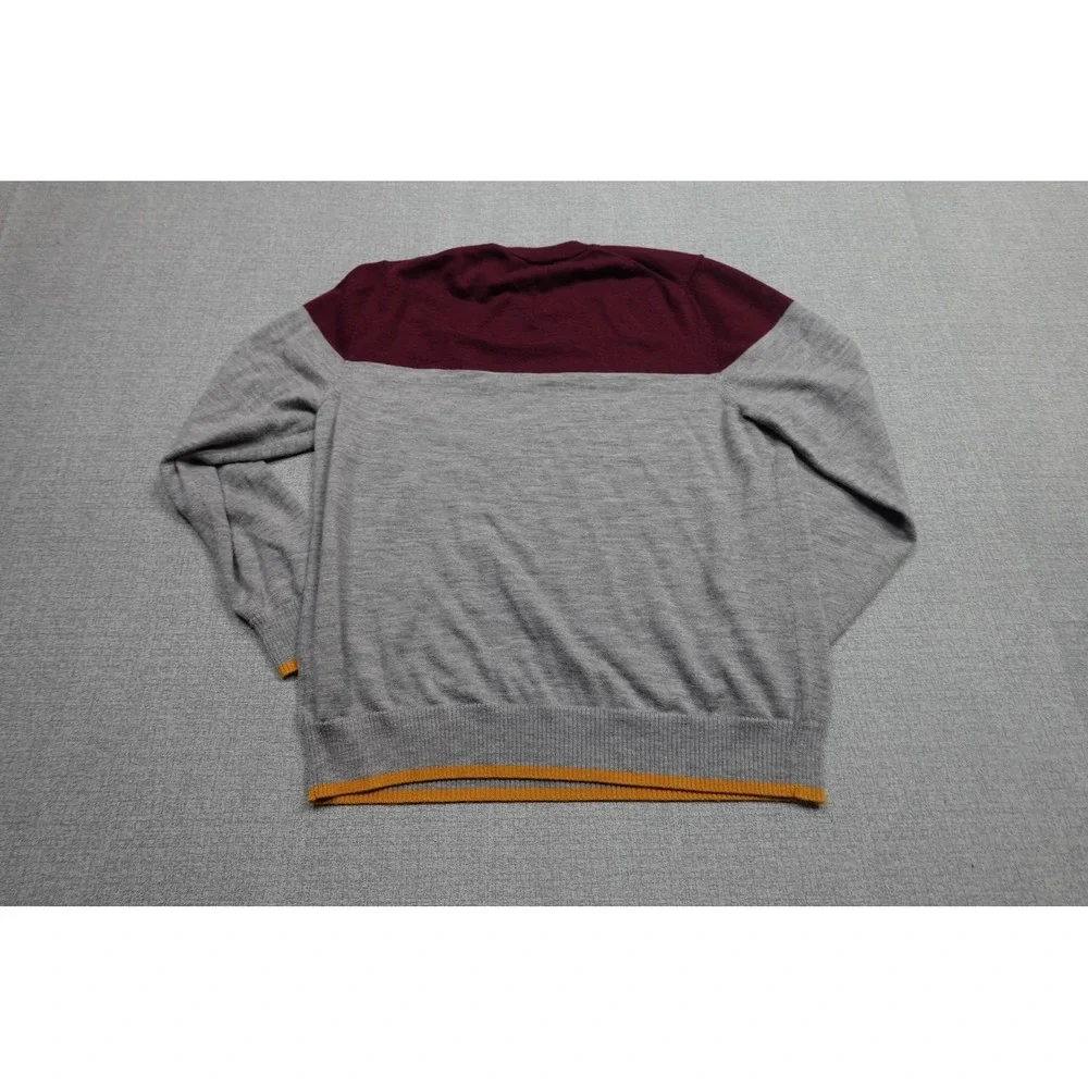 Brooks Brothers Red Fleece Sweater Mens Large Merino Wool Crewneck Colorblock